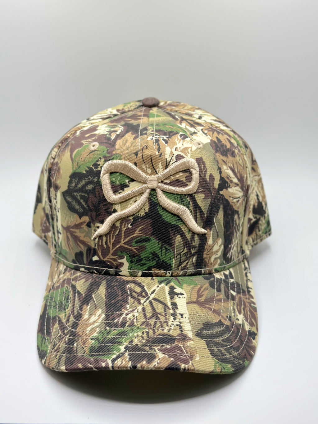 Custom Embroidered Hat - Cream Camo Bow