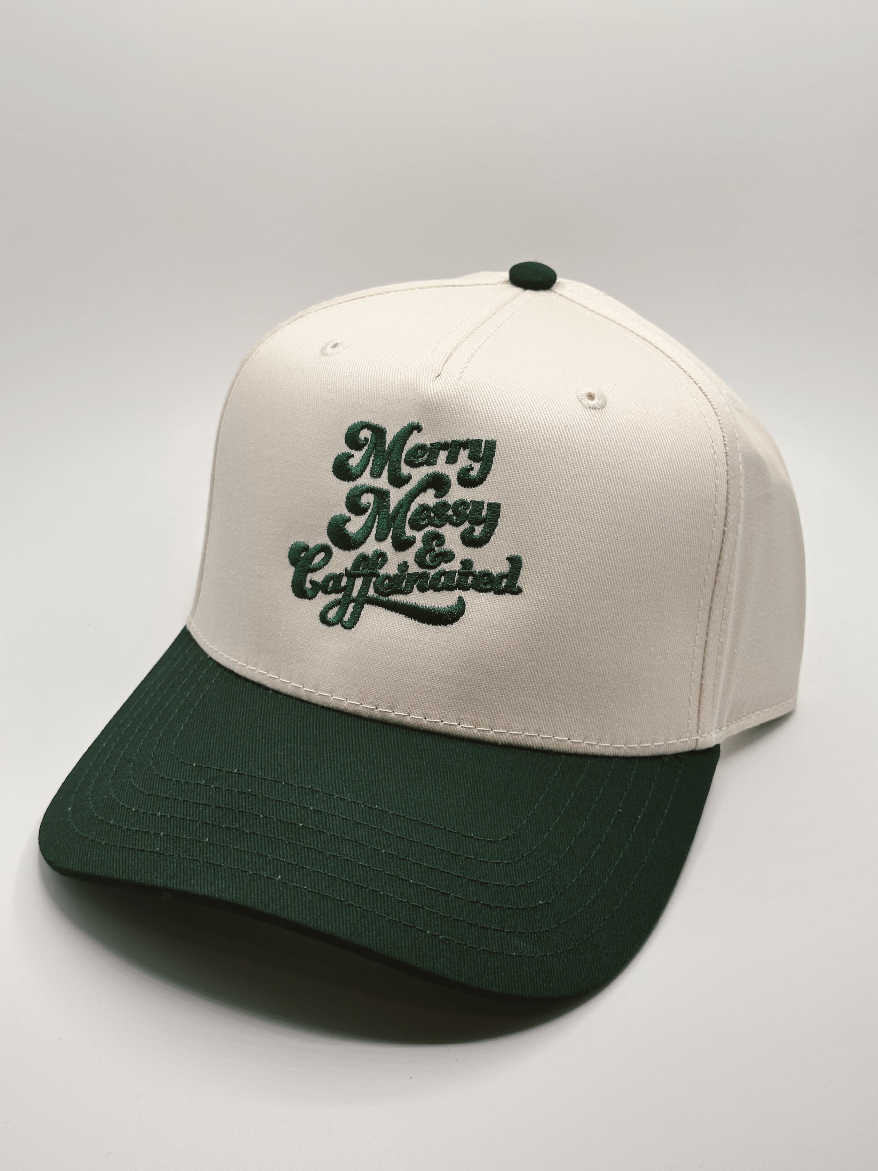 Custom Embroidered Hat - Merry, Messy, and Caffeinated