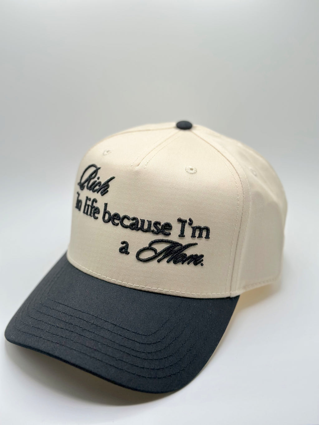 Custom Embroidered Hat - Rich In Life Because I’m A Mom.