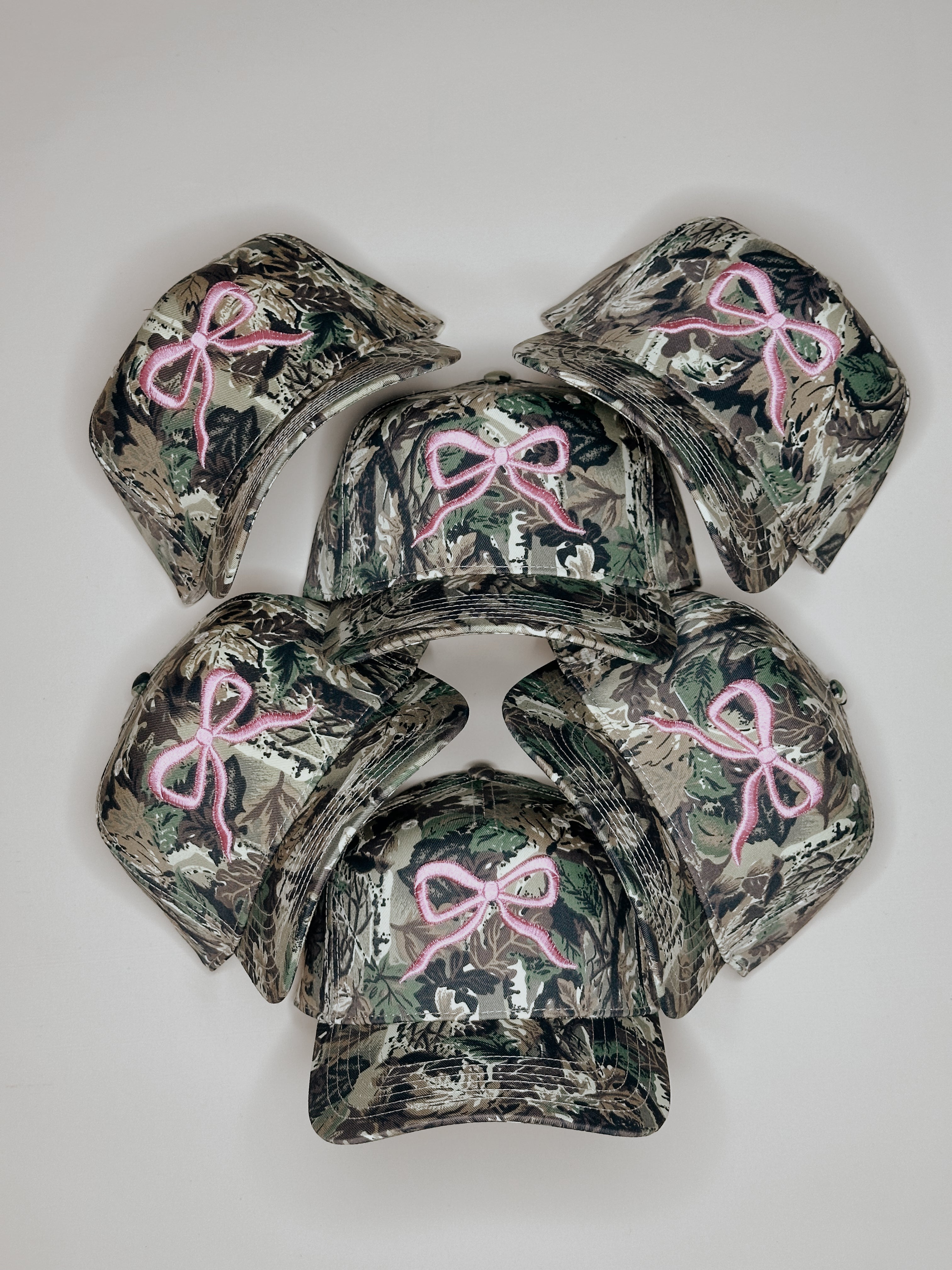 Custom Embroidered Hat - Camo Pink Bow